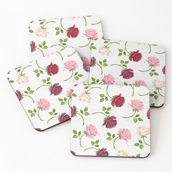 Item preview, Floral pattern with colorful roses on whtie designed and sold by Naddya.