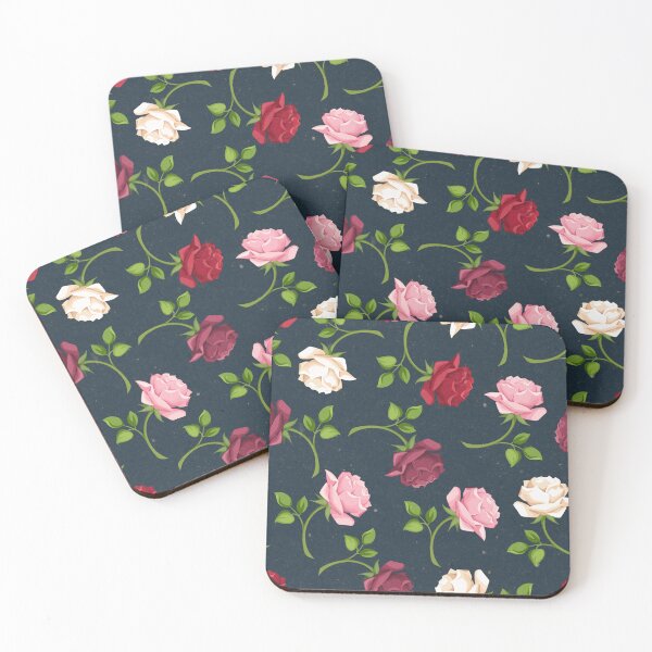 Item preview, Floral pattern with colorful roses on dark blue designed and sold by Naddya.
