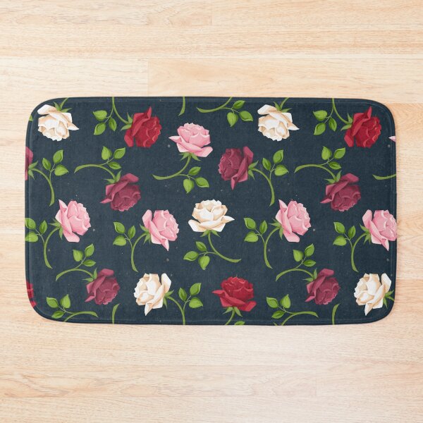 Item preview, Floral pattern with colorful roses on dark blue designed and sold by Naddya.