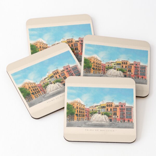 Item preview, Watercolor illustration of Palma de Mallorca - Plaça de la Reina designed and sold by MosquitoDesign.