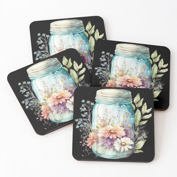Item preview, Mason Jar with Flowers designed and sold by MCreativeStore.