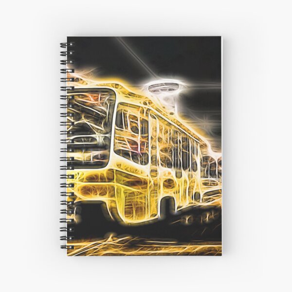 Aperçu de l'œuvre Bus jaune de chariot au néon dans la ville créée et vendue par NeonAbstracts.
