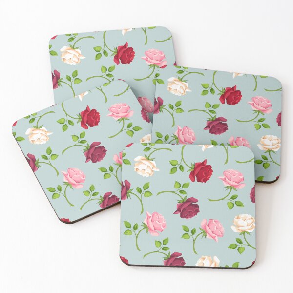Item preview, Floral pattern with colorful roses on blue designed and sold by Naddya.