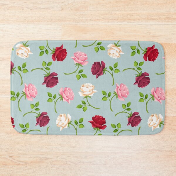 Item preview, Floral pattern with colorful roses on blue designed and sold by Naddya.