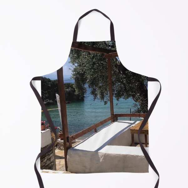Item preview, Paradise view on blue sea and beach from Mediterranean balcony in Greece designed and sold by Khala.