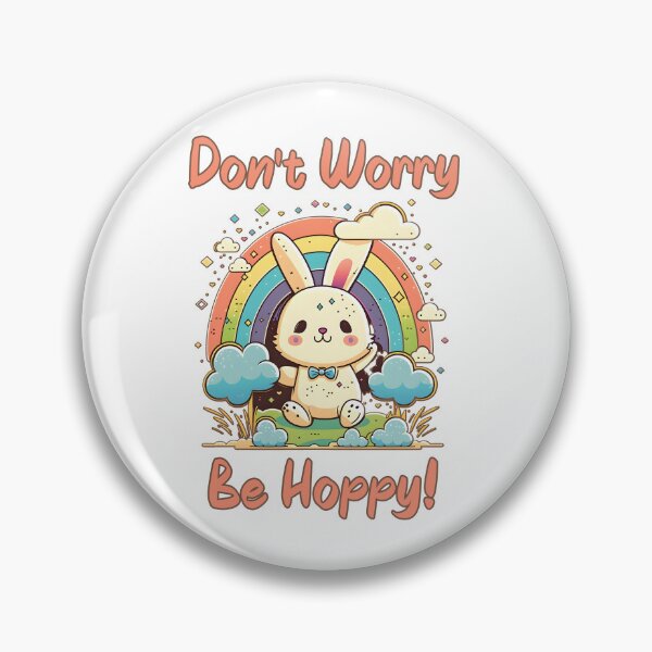 Item preview, Don't Worry Be Hoppy Retro Bunny designed and sold by HappyLifeCreate.