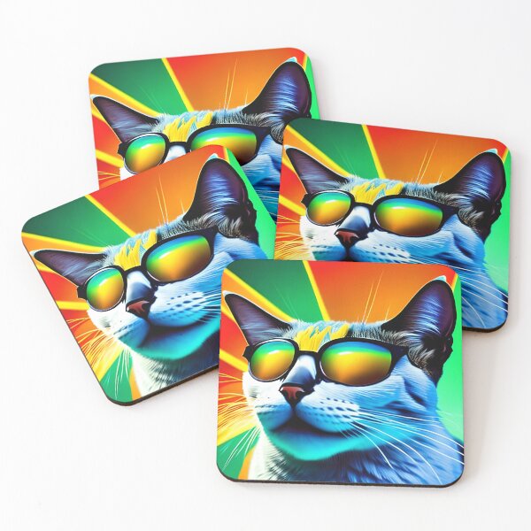 Item preview, funky cat with sunglasses designed and sold by redstar-design.