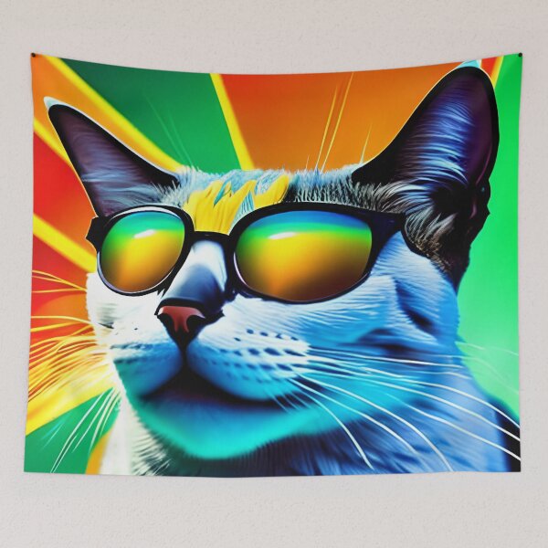 Item preview, funky cat with sunglasses designed and sold by redstar-design.