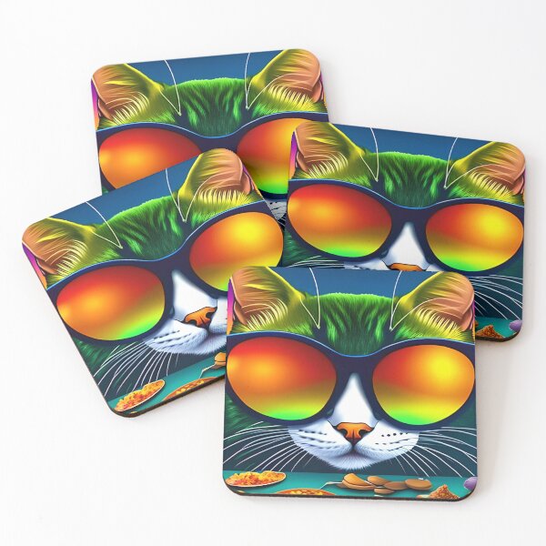 Item preview, funky cat with sunglasses with food designed and sold by redstar-design.