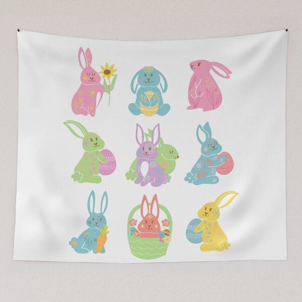 Item preview, Colorful Easter Bunny Carrying Egg Carrot Flower  designed and sold by StarStudio360.