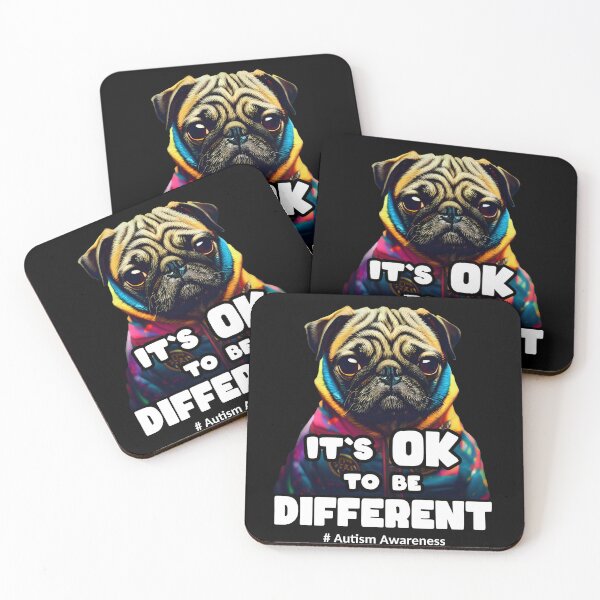 Item preview, Autism Awareness Acceptance Pug  dog Its Ok To Be Different designed and sold by Animal-ink.
