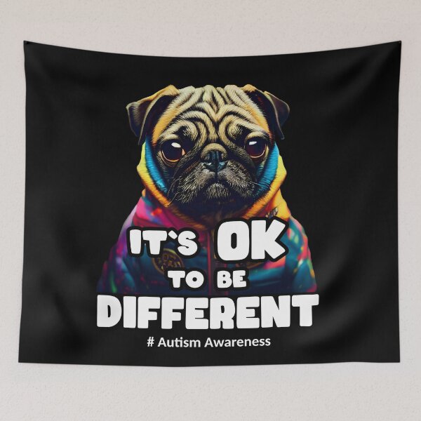 Item preview, Autism Awareness Acceptance Pug  dog Its Ok To Be Different designed and sold by Animal-ink.