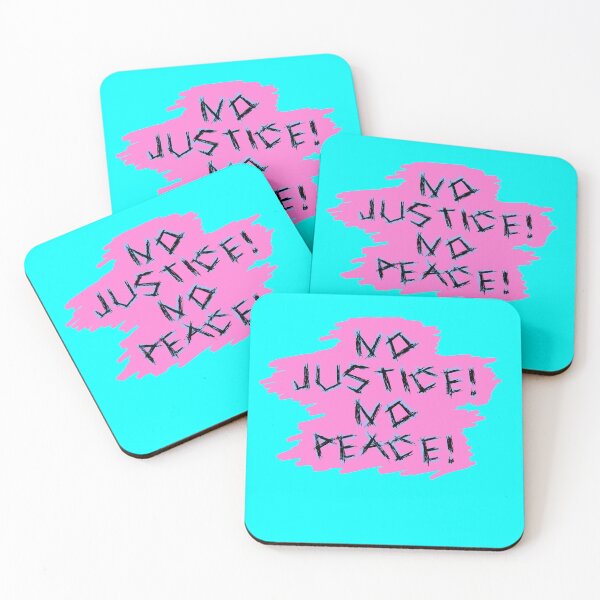 Item preview, No Justice! No Peace! Design Hot Pink and Cyan designed and sold by PunksPress.