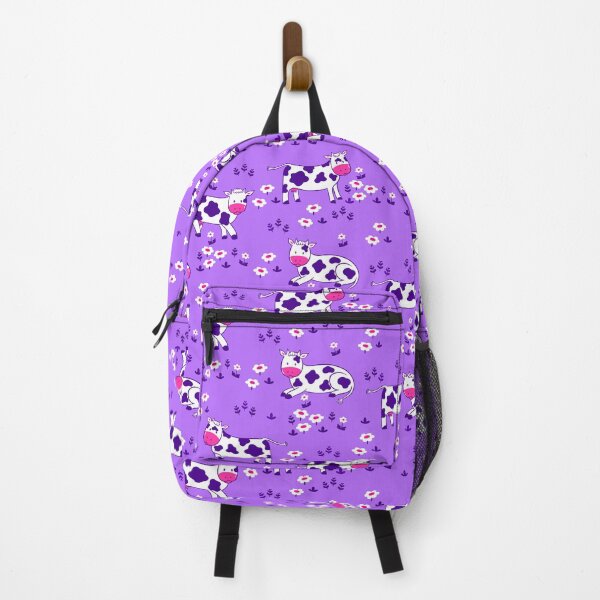 Vista previa del artículo con la obra «margarita con estampado de vaca morada floral», diseñado y vendido por Gossip Rag.
