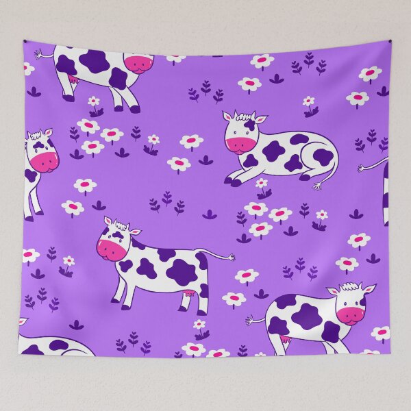 Item preview, purple cow print daisy floral  designed and sold by Gossip Rag.