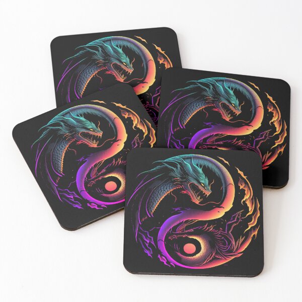 Item preview, Synthwave Yin Yang Dragon designed and sold by pedrogag.