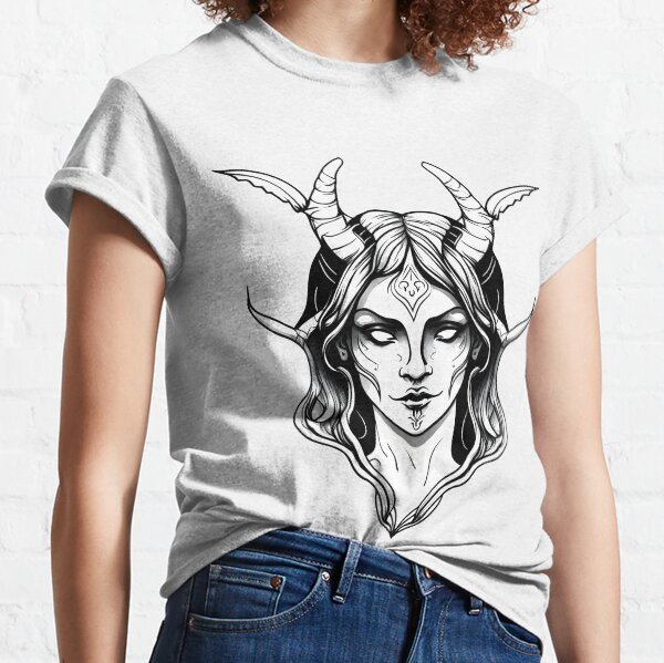 Female Baphomet in Black and White Classic T-Shirt