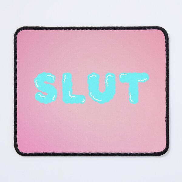 Item preview, Slut | Fluffy Blue Letters On Pink Background designed and sold by KinkShoppe.