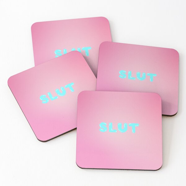 Item preview, Slut | Fluffy Blue Letters On Pink Background designed and sold by KinkShoppe.