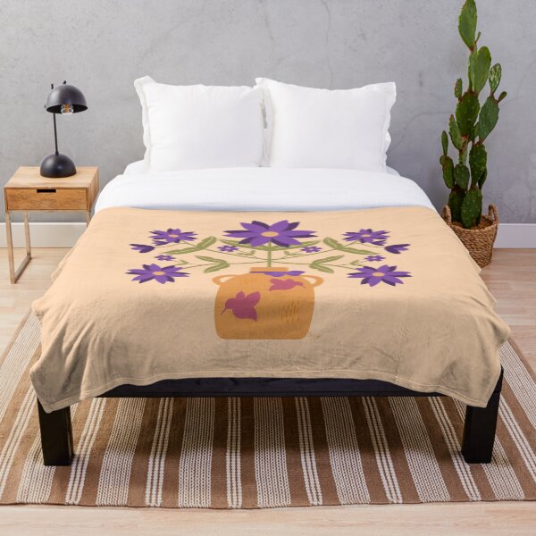 Item preview, Flores púrpuras del arte popular en florero designed and sold by Lavender Mint Graphics.