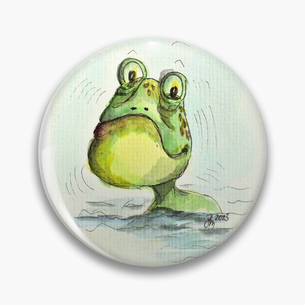 Item preview, Frog freezes in the water Watercolor, fine art designed and sold by janianna.