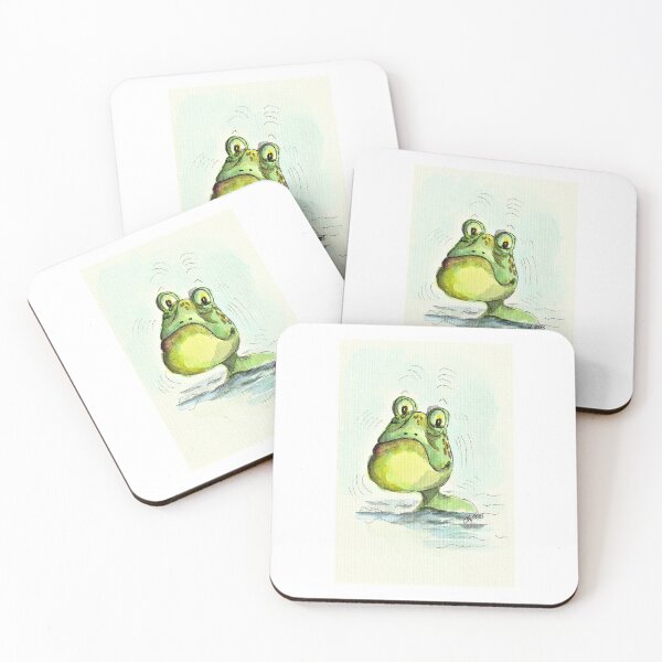 Item preview, Frog freezes in the water Watercolor, fine art designed and sold by janianna.
