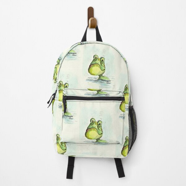 Item preview, Frog freezes in the water Watercolor, fine art designed and sold by janianna.