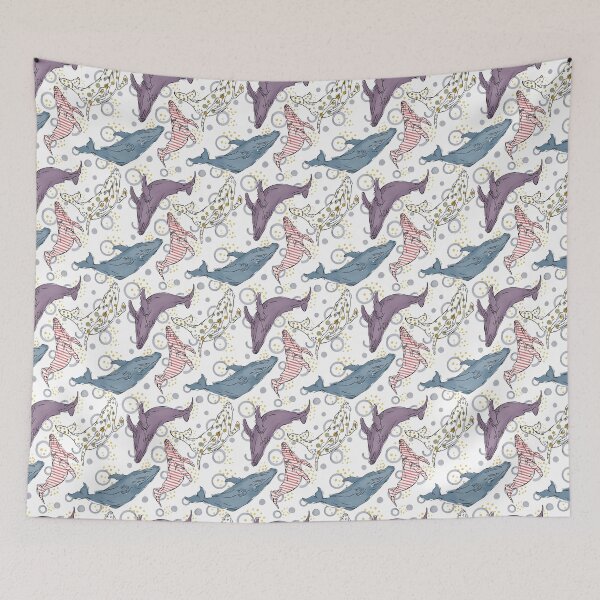 Item preview, Whales And Circles Pattern designed and sold by CaglaCokgezen.