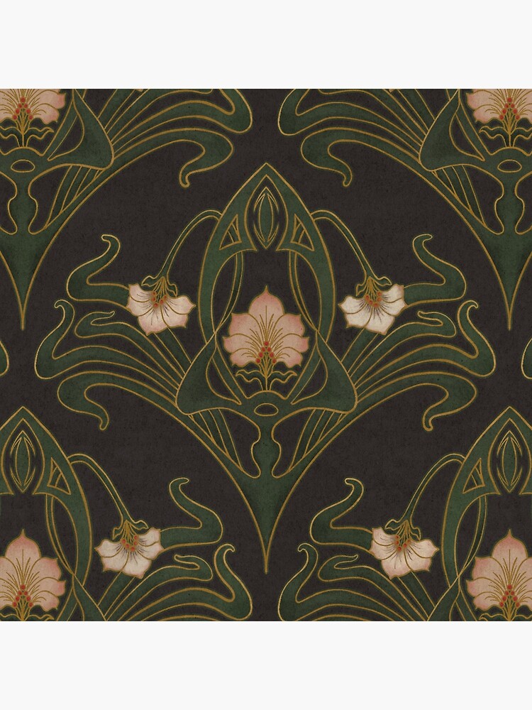 Green Art Nouveau Wallpaper Pin for Sale by GildedMagnolia