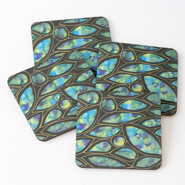 Item preview, Vibrant alcohol ink abstract leaves designed and sold by Uff Designs.
