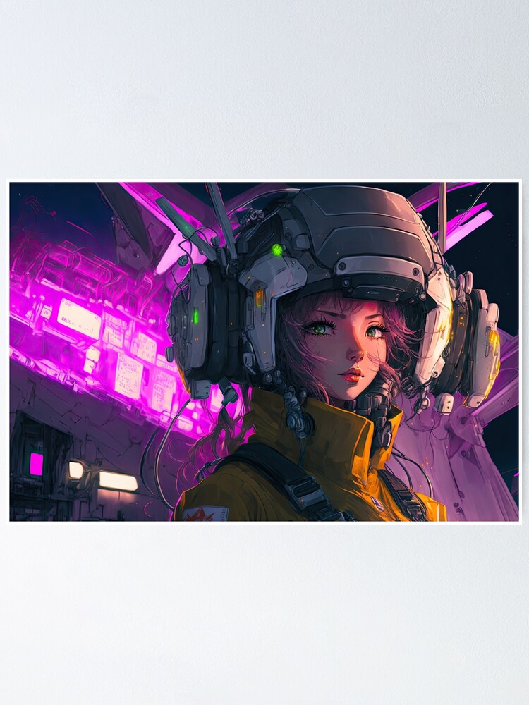 Cyberpunk Pretty Girl Neon High Tech Vaporwave Futuristic Female Fashion |  Poster