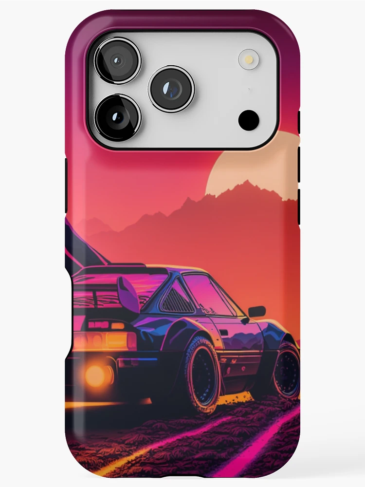Thumbnail 1 of 4, iPhone Case, Retro Synthwave Rally Racing 80s designed and sold by RESToRAPTOR.