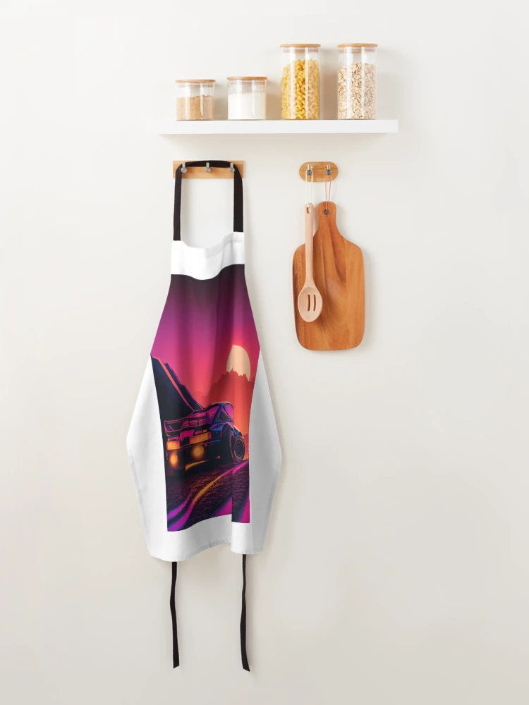Thumbnail 4 of 6, Apron, Retro Synthwave Rally Racing 80s designed and sold by RESToRAPTOR.