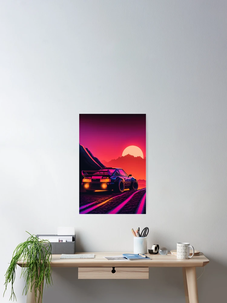 Thumbnail 2 of 3, Poster, Retro Synthwave Rally Racing 80s designed and sold by RESToRAPTOR.