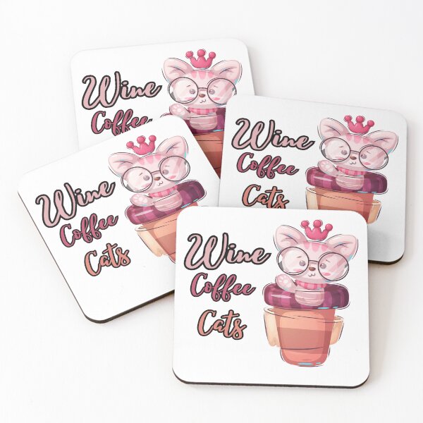 Item preview, Wine Coffee Cats - Funny Design for Cat and Beverage Lovers designed and sold by senouz.