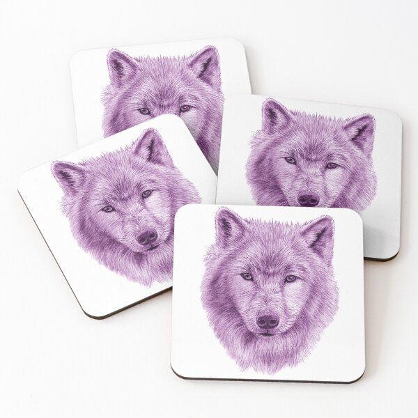 Aperçu de l'œuvre Portrait loup - version colorisée violet créée et vendue par SylvieG18.