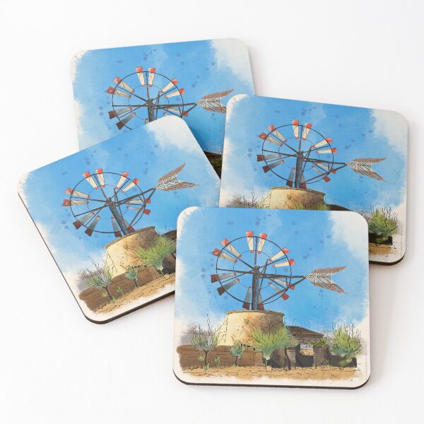 Item preview, Watercolor illustration of a typical mill in Majorca designed and sold by MosquitoDesign.