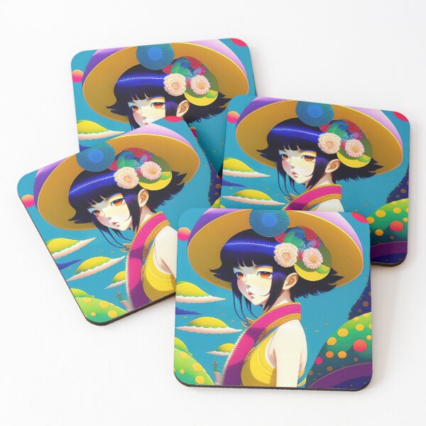 Item preview, Asian woman wearing a hat with flowers in 90's vintage anime surrealism artwork designed and sold by fr4nk87.