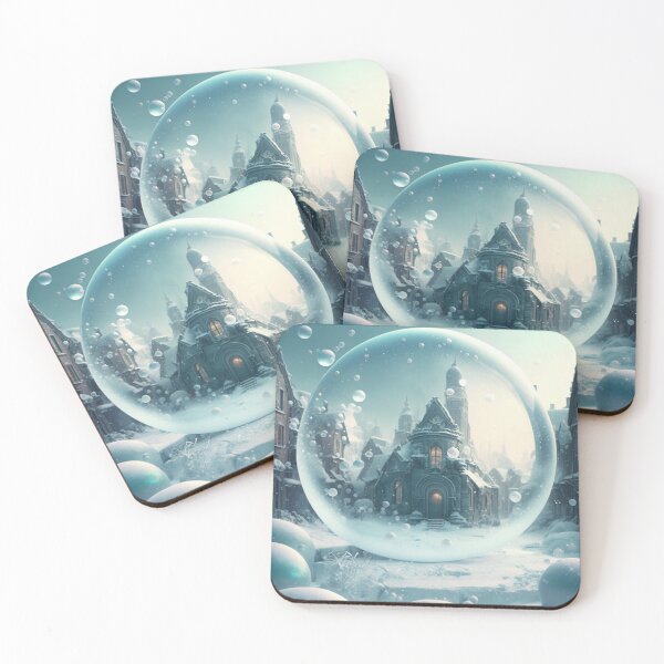 Item preview, City in a soap bubble, fantastic city, winter city, snow globe. designed and sold by by-natiko.