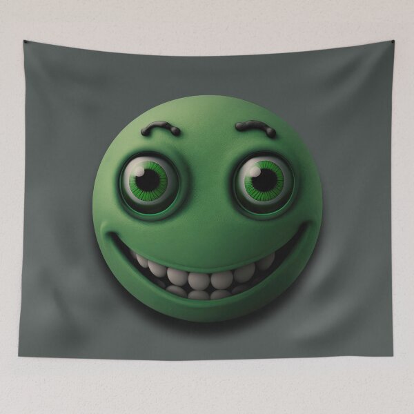 Item preview, Very Creepy Green Smiley Emoji Face designed and sold by ArtificialEye.