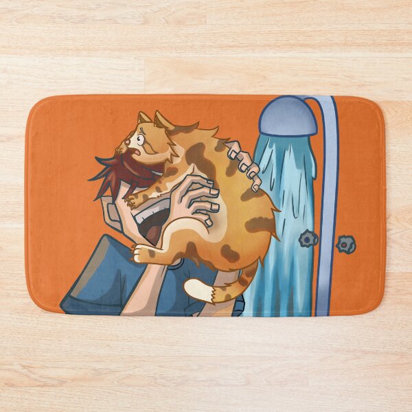 Item preview, striped cat gets scared because they want to bathe him, in cartoon style, meme, comedy designed and sold by kitsuneins.
