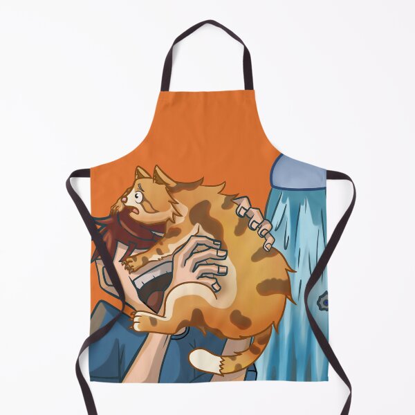 Item preview, striped cat gets scared because they want to bathe him, in cartoon style, meme, comedy designed and sold by kitsuneins.