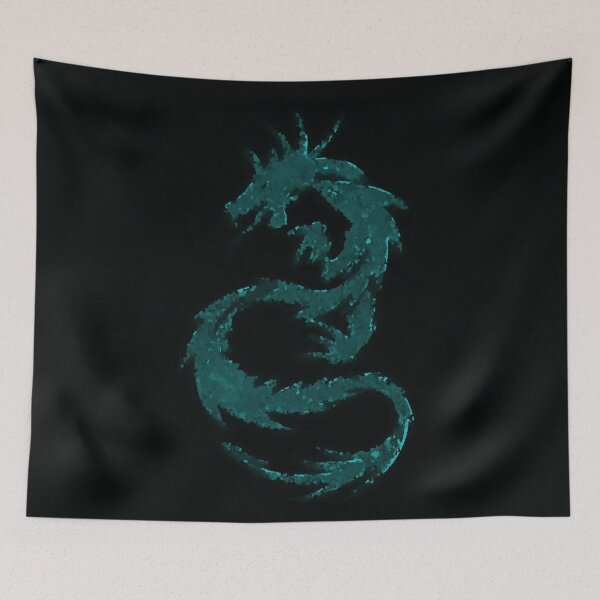 Item preview, Emerald Green Dragon Abstract Black Background Tattoo Style Distorted designed and sold by kattakitty.
