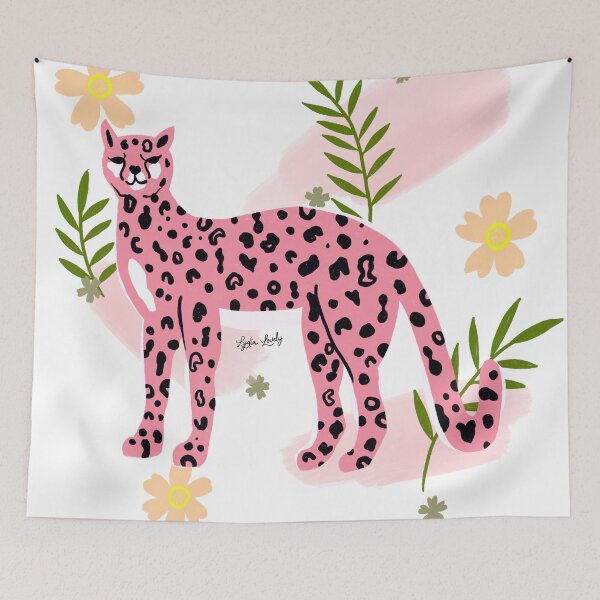 Aperçu de l'œuvre Standing jaguar art work pink- white background créée et vendue par Studio Lydia Lovely.