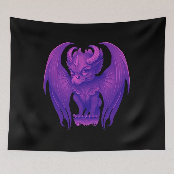 Item preview, duotone purple cute creepy gargoyle designed and sold by LuckyRonin.