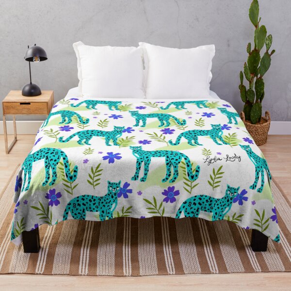 Aperçu de l'œuvre Standing jaguar Pattern teal- white background créée et vendue par Studio Lydia Lovely.