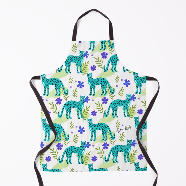 Aperçu de l'œuvre Standing jaguar Pattern teal- white background créée et vendue par Studio Lydia Lovely.
