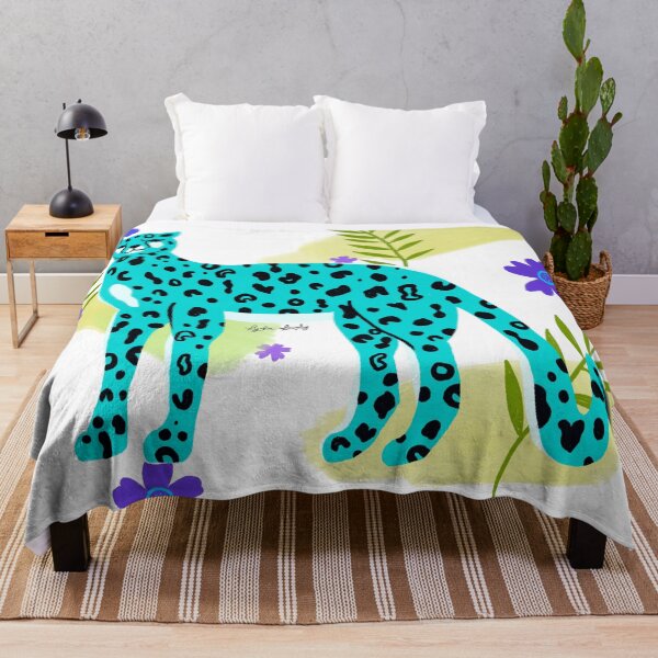 Aperçu de l'œuvre Standing jaguar art work teal- white background créée et vendue par Studio Lydia Lovely.