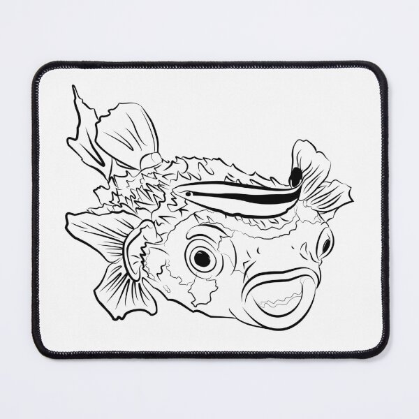 Item preview, puffer fish porcupinefish confused and amazed by cleaner fish designed and sold by MiraNomegusta.