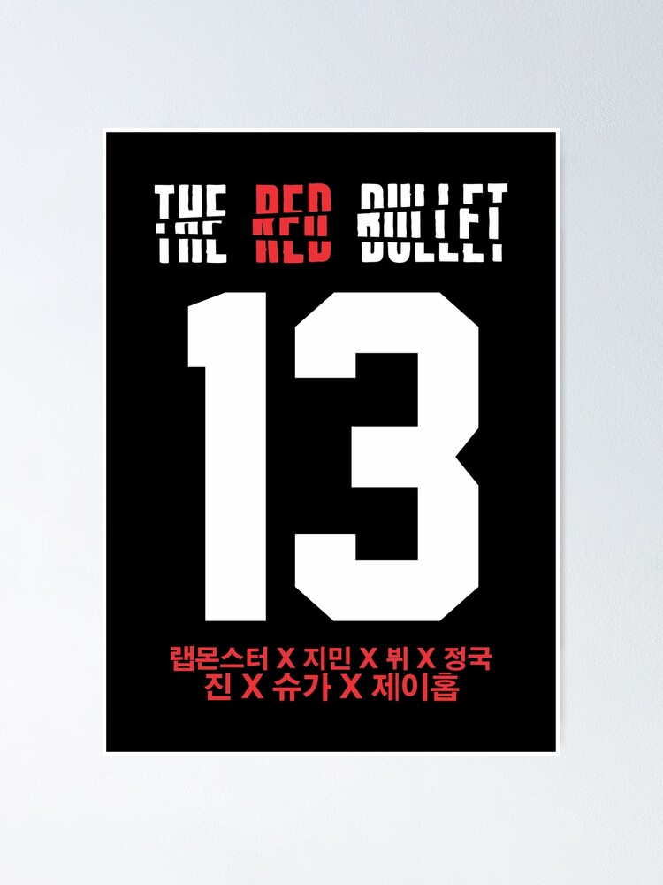 Bts The Red Bullet Red White Poster By K Waii Redbubble